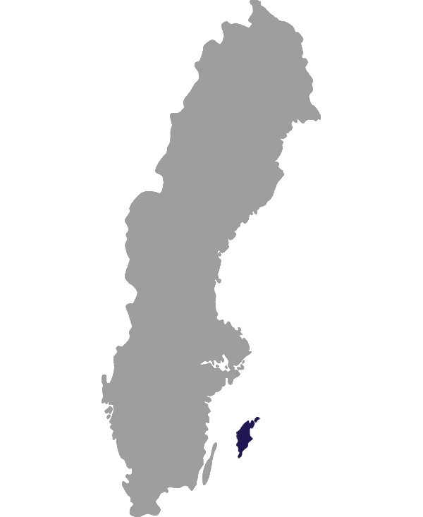 Landkaart Zweden grijs met provincie Gotland donkerblauw op transparante achtergrond - 600 * 733 pixels